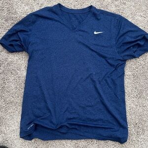 Nike Dri-fit Blue V-neck Large Athletic Tee